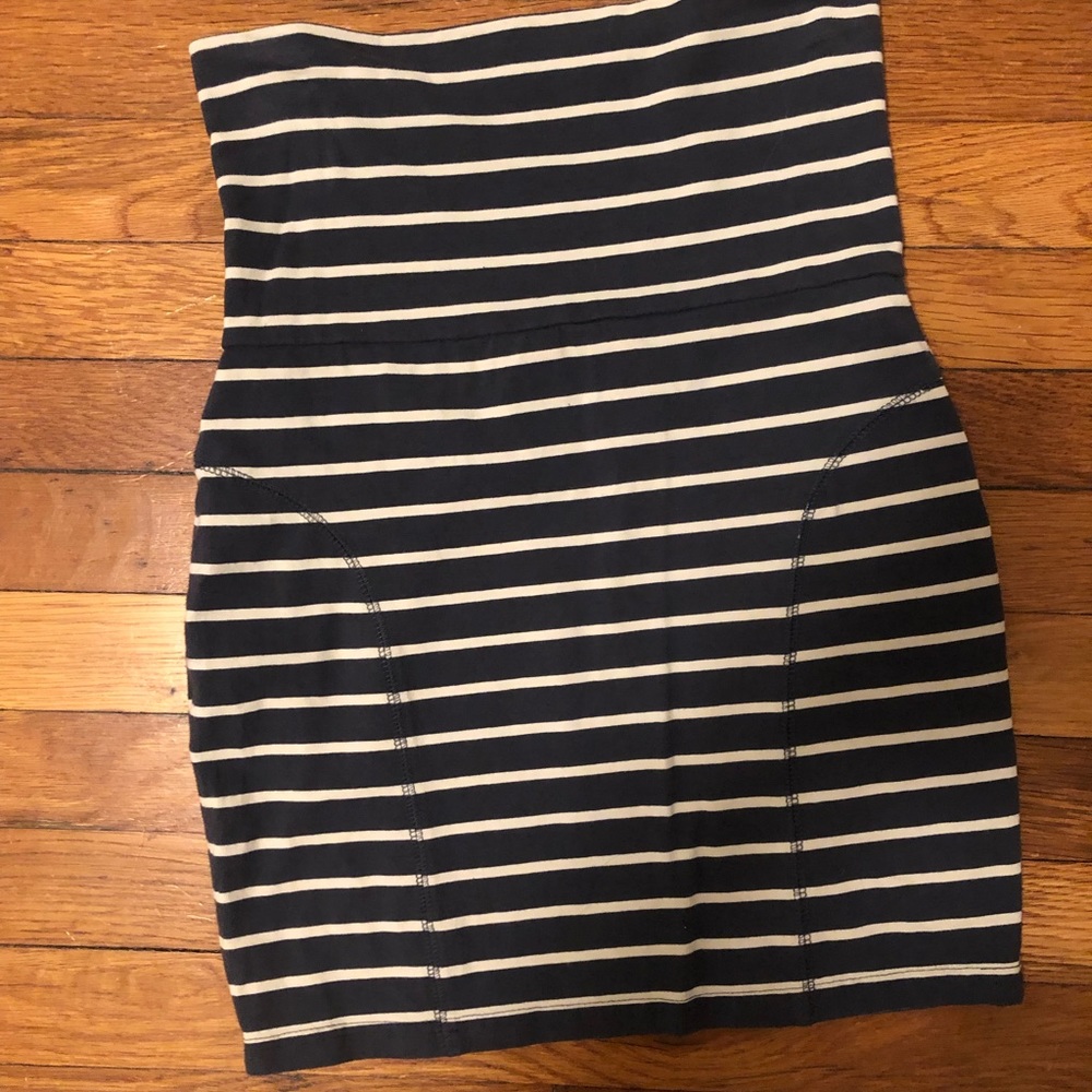Frenchi brand navy stripe bondage skirt